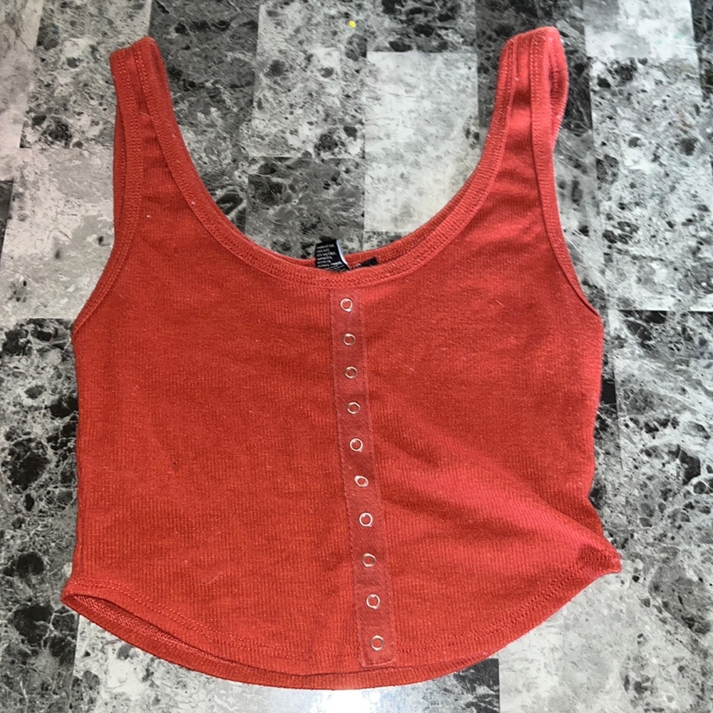 burnt orange/ red cropped tank